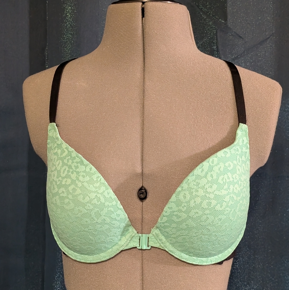 Diamond Racerback Push Up Bra 34B Light Blue Black by PINK Victoria Secret
